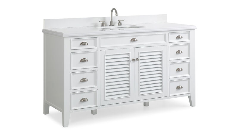 60 Inch Contemporary Style Single Sink White Kalani Bathroom Vanity image number 1