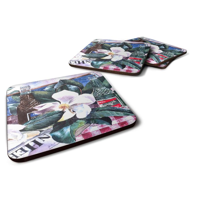 Caroline's Treasures 1009FC Barq's and Magnolia Foam Coasters (Set of 4), 3.5 H x 3.5 W, Multicolor image number 0