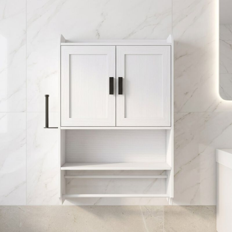 ELEMENT ACE Wall Mounted Bathroom Cabinet with Doors, Adjustable Shelf, Towel Bar, Paper Holder, Over Toilet Medicine Organizer image number 3