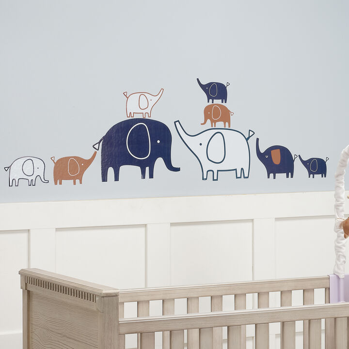 Lambs & Ivy Playful Elephant Blue/White/Caramel Nursery Wall Decals/Stickers