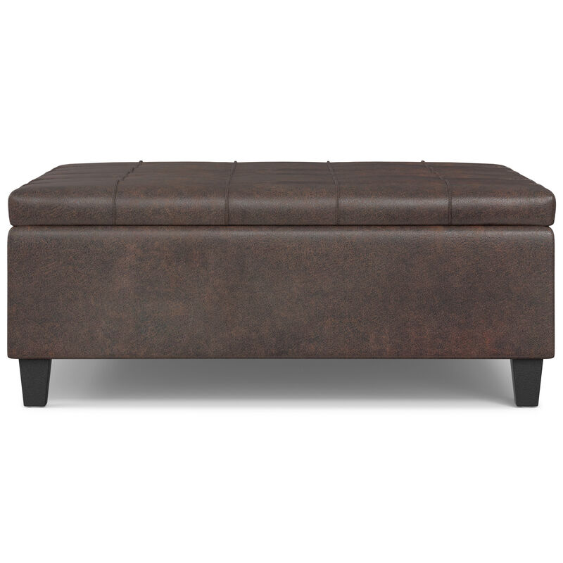 Simpli Home Harrison Large Square Coffee Table Storage Ottoman image number 4