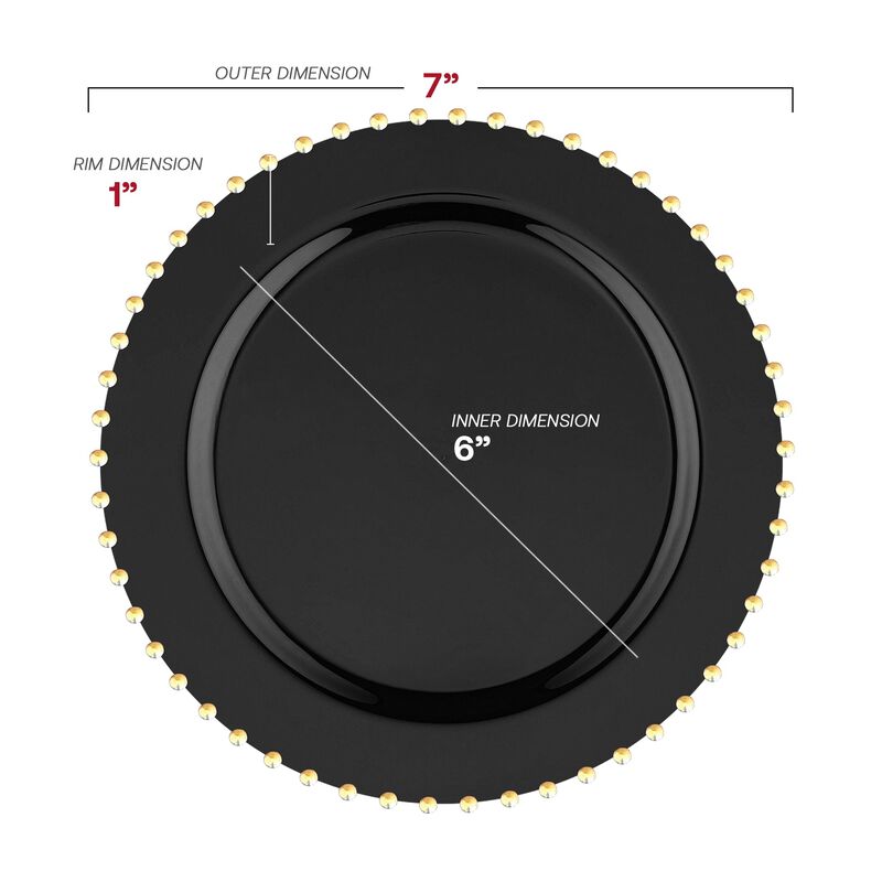 Black with Gold Pearl String Round Plastic Dinnerware Value Set (60 Sets) image number 3