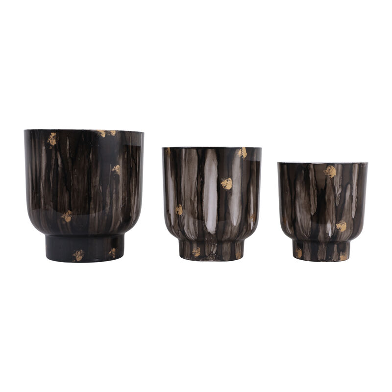 S/3 9/10/11" Marbled Finish Planters, Gray image number 3