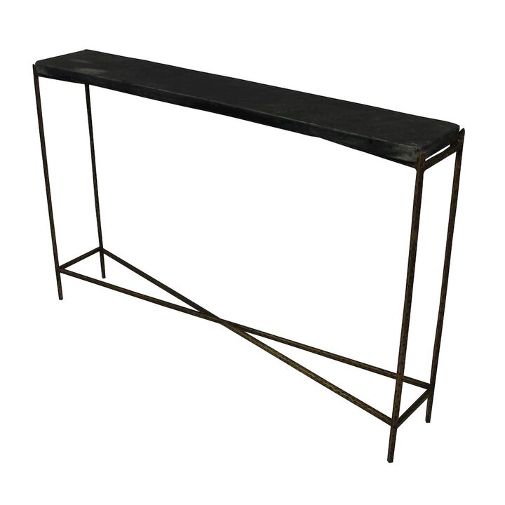 Large Kirby Console Table, Old Gold/Black
