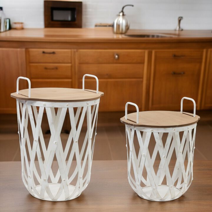 Side Table (Set of 2) 18"H, 23"H Iron/MDF