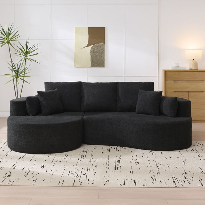 Christopher Knight Home Edana 106" Modern Cozy Upholstered 4 Seater Curved Sectional Sofa with 7 Pillows