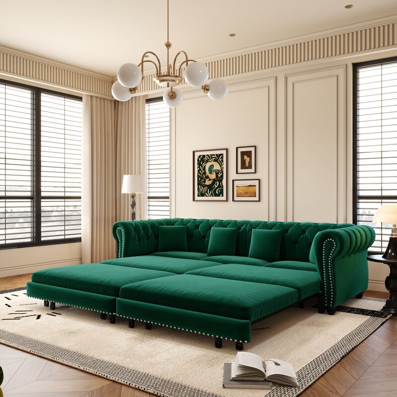 Whisen 3-in-1 Pull-Out Sofa Bed, 3-Seater Sofa, Convertible Sleeper Sofa Bed with Movable Ottoman image number 2