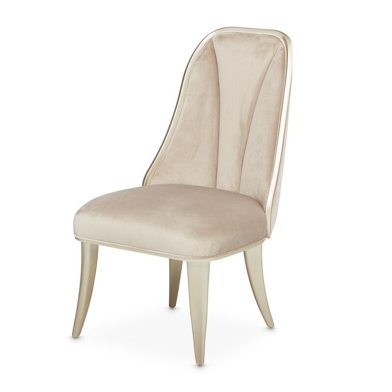 Velvet Chairs Set of 2, Beige Chairs for Dining Table with Tall Back image number 0
