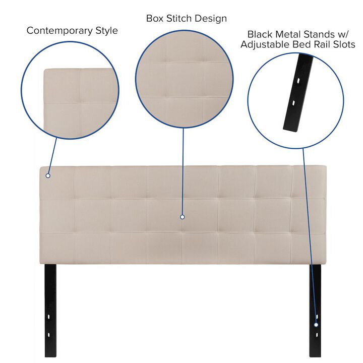 Flash Furniture Tufted Upholstered Queen Size Headboard in Beige Fabric