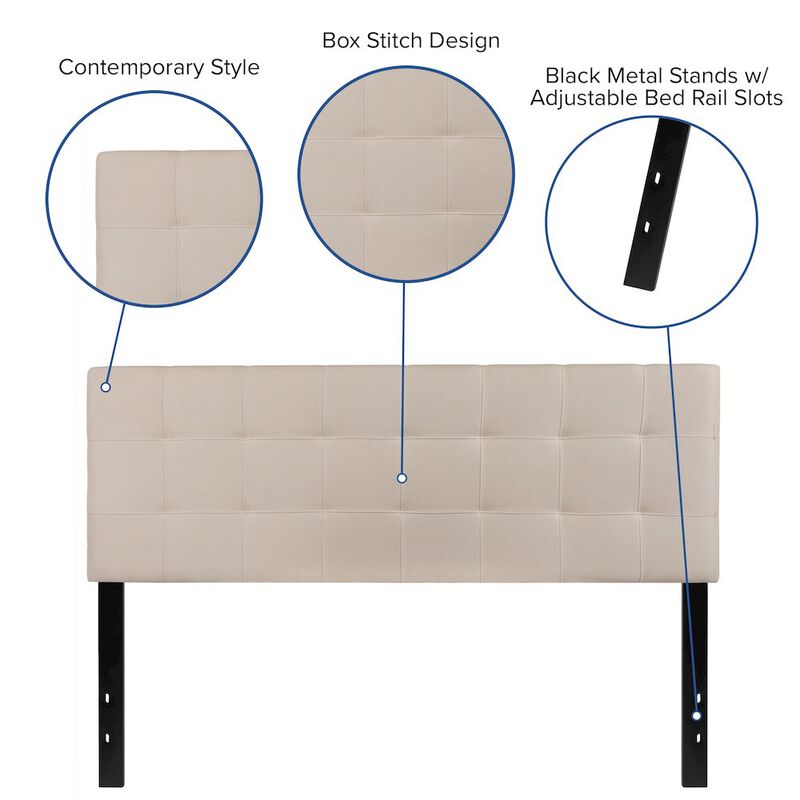 Flash Furniture Tufted Upholstered Queen Size Headboard in Beige Fabric image number 1