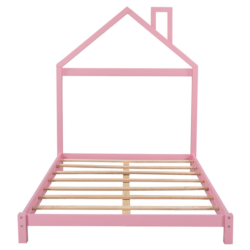 Merax Wood Platform Bed with House-shaped Headboard