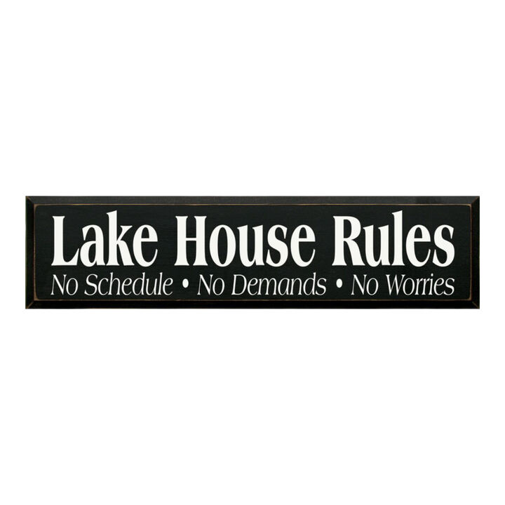 Lake House Rules Wooden Sign Rustic Cabin Cottage Wall Decor with Relaxing Quote