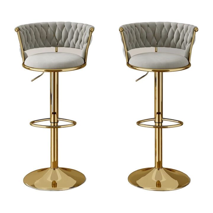 Leather Swivel Bar Stools Set of 2, Steady Adjustable Counter Height Stools with Back, Iron Frame 360&deg; Kitchen Island Chairs for Commercial Use, Workshop