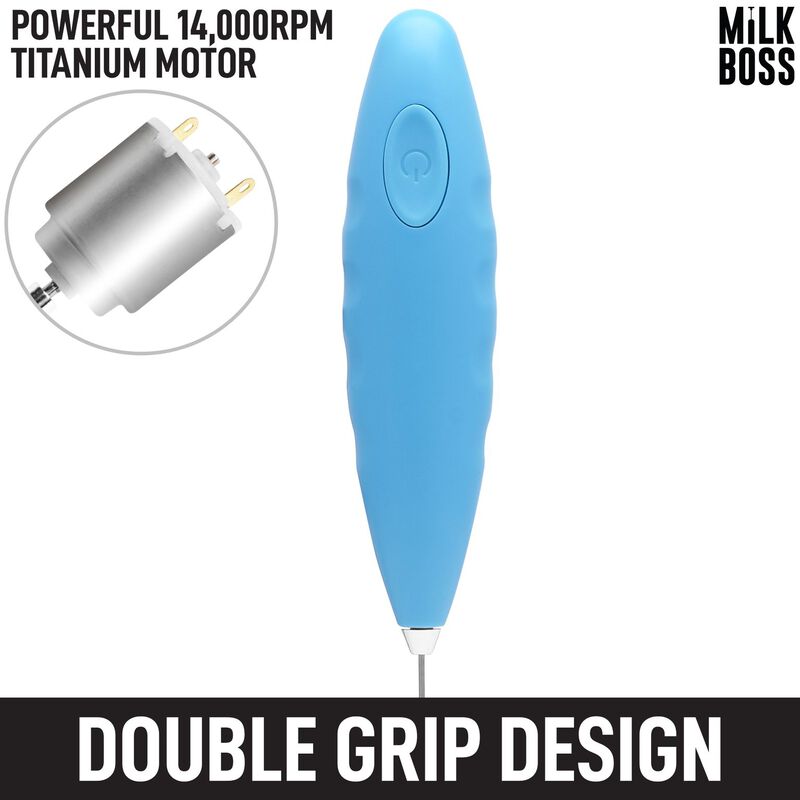 Double Grip Milk Frother Handheld (Batteries Included)