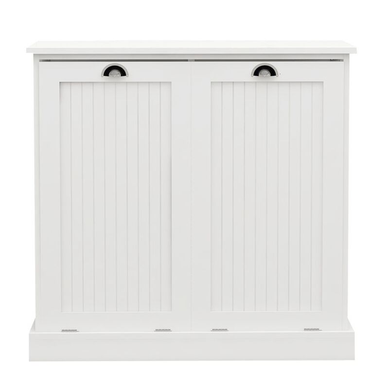 32.68 in. W. x 14.57 in. D x 31.5 in. H Wood Linen Cabinet with Tilt-out Storage