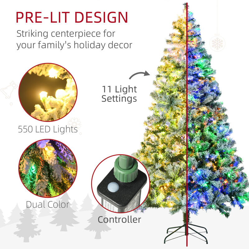 BreeBe 7.5 ft Prelit Artificial Snow Christmas Tree with Sturdy Steel Base image number 3