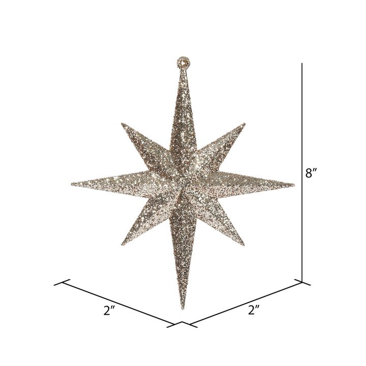 Vickerman 8" Rose Gold Iridescent Glitter Bethlehem Star Christmas Ornament, 4 per Box