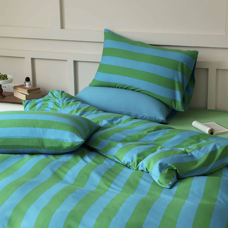 Queen Size Terra Stripe Cotton Duvet Cover Set of 4 image number 4
