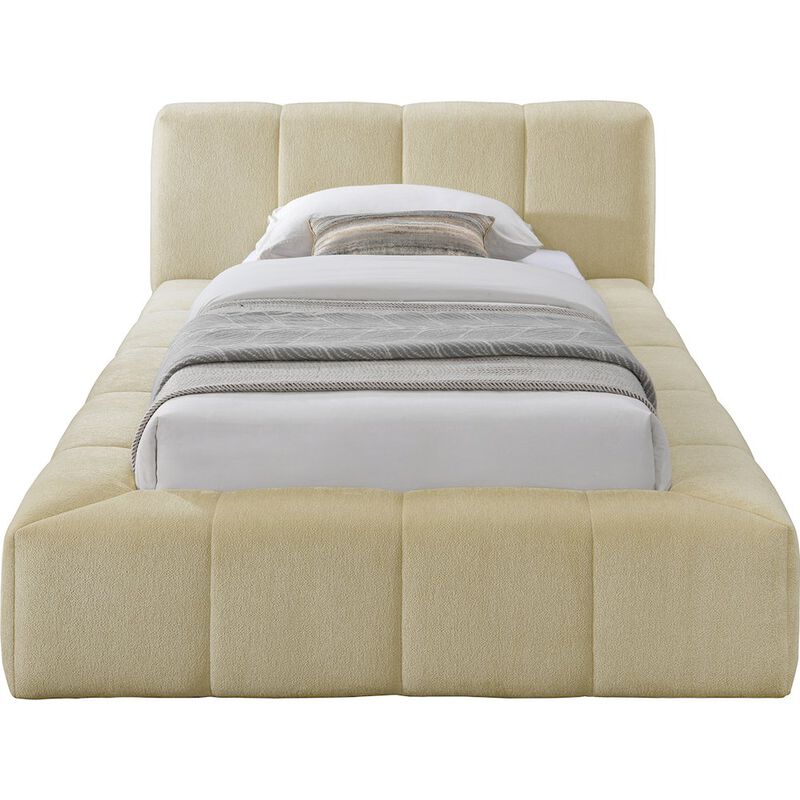 Meridian Furniture Carlin Beige Chenille Fabric Twin Bed
