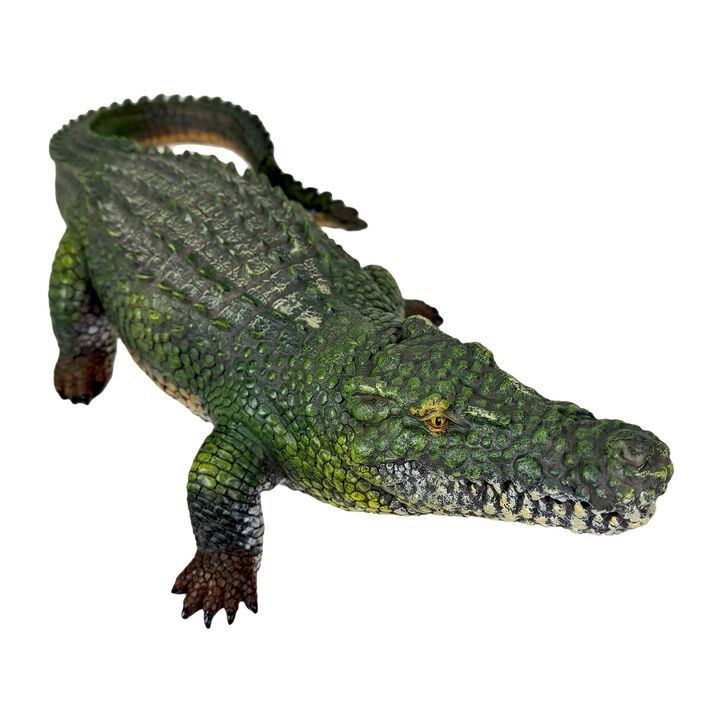 Alligator Statue Realistic Green Resin Outdoor Garden Figure 21 Inch