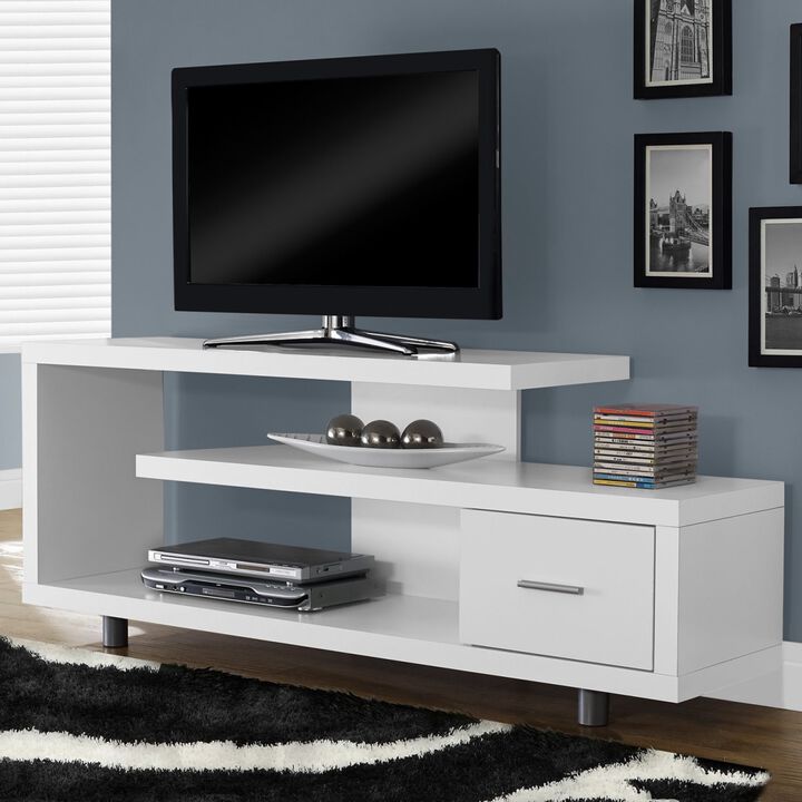 QuikFurn White Modern TV Stand - Fits up to 60-inch Flat Screen TV