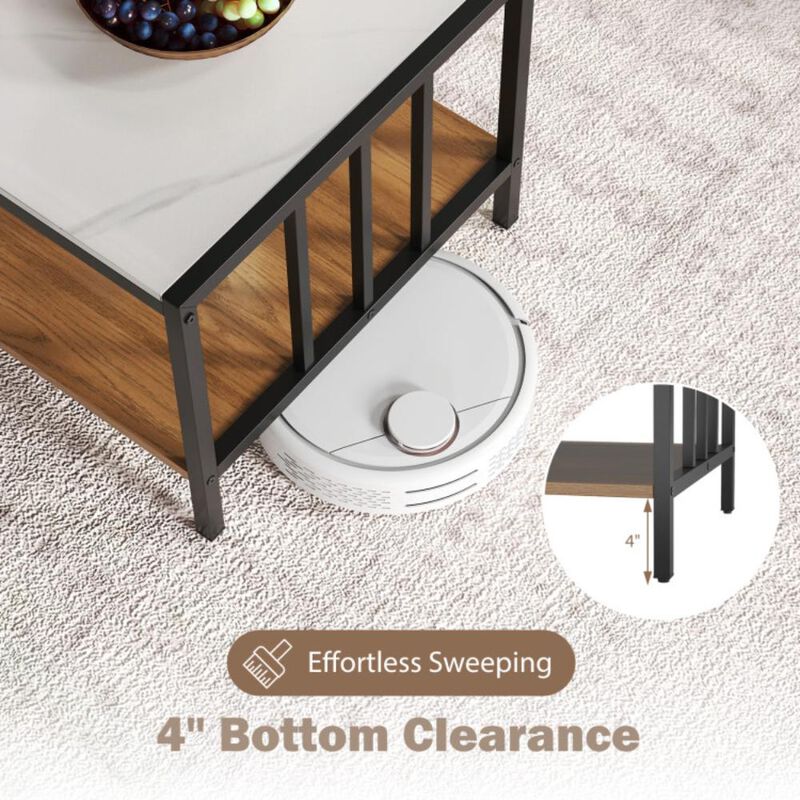 Hivvago 2 Tier Coffee Table with Sintered Stone Tabletop