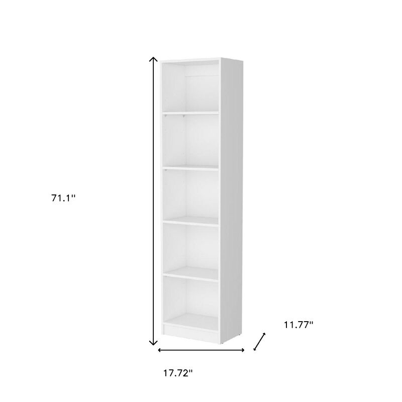 HomeRoots 71" White Wood Five Tier Bookcase image number 4