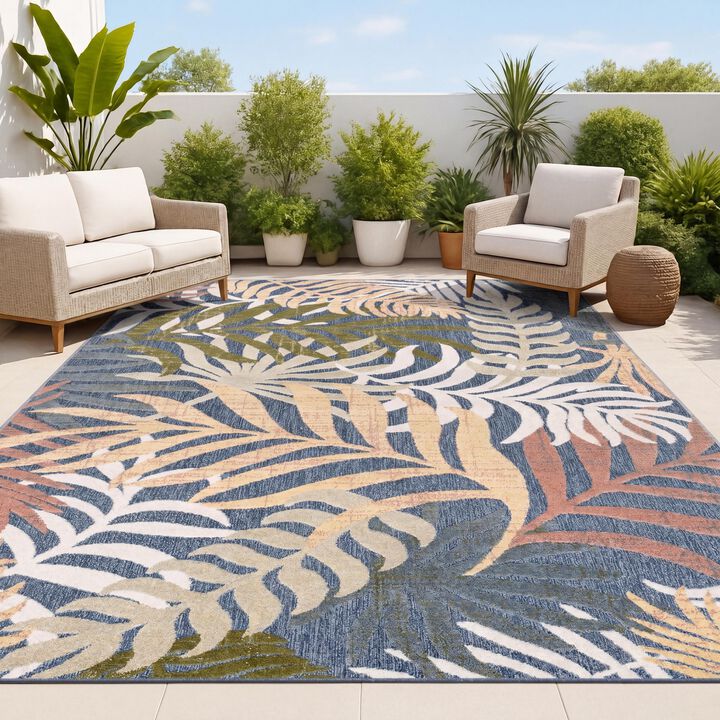 Tropics Palm Leaves Indoor/Outdoor Area Rug