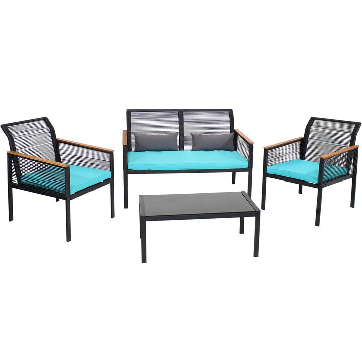 Sunnydaze Coachford Rattan 4-Piece Patio Furniture Set