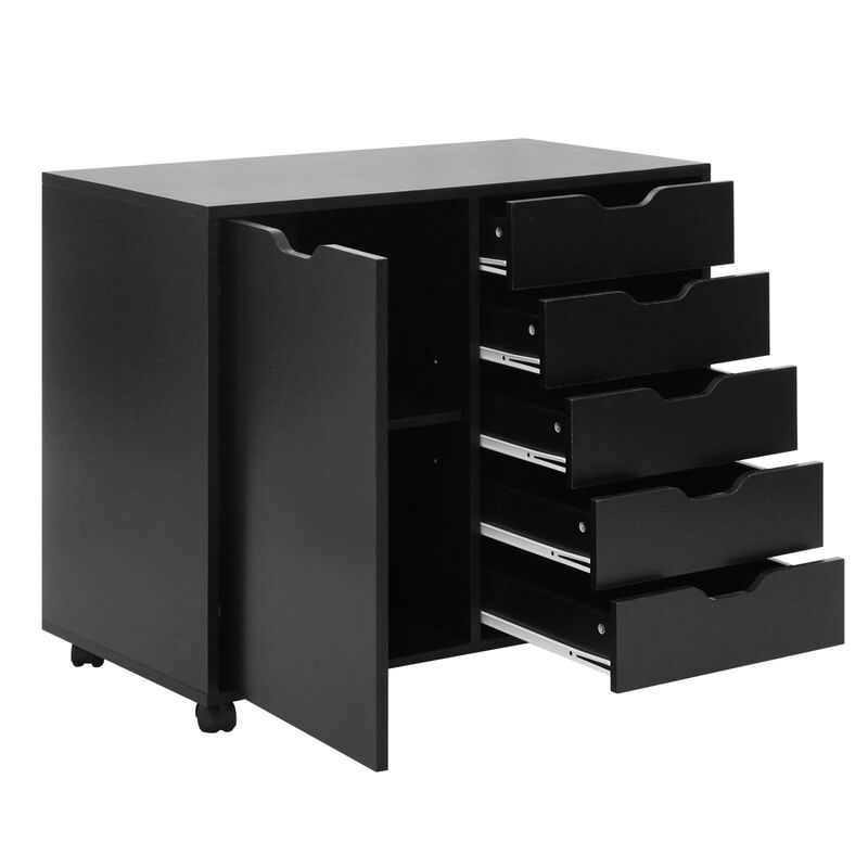 5 Drawer Storage Cabinet on Wheels with Adjustable Shelf Organizer image number 5