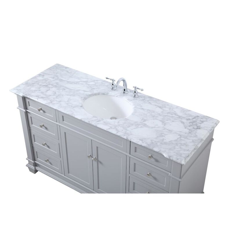Elegant Kitchen and Bath 60 inch Single Bathroom Vanity set in Grey