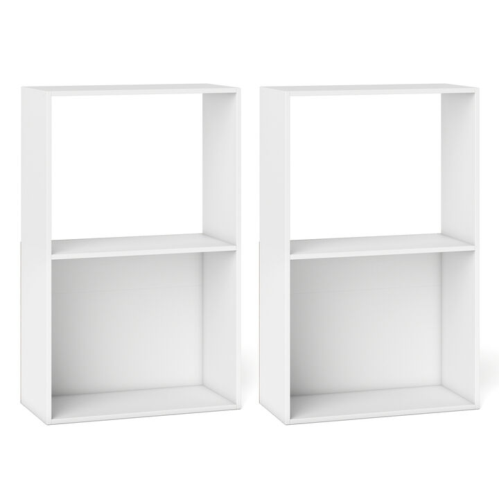 Set of 2 Freestanding 3-Tier Bookshelf for Home Storage