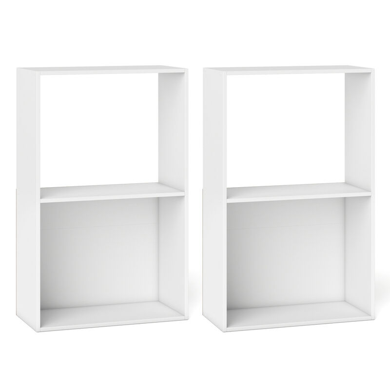 Set of 2 Freestanding 3-Tier Bookshelf for Home Storage image number 0