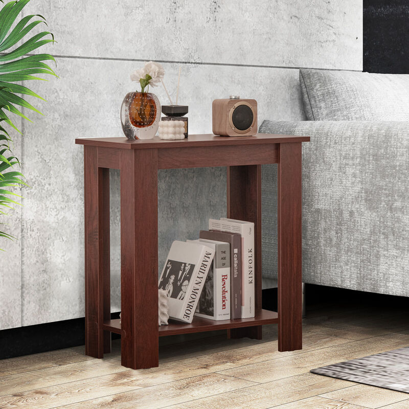 2-Tier Modern End Table with Storage Shelf, Compact Design for Small Spaces