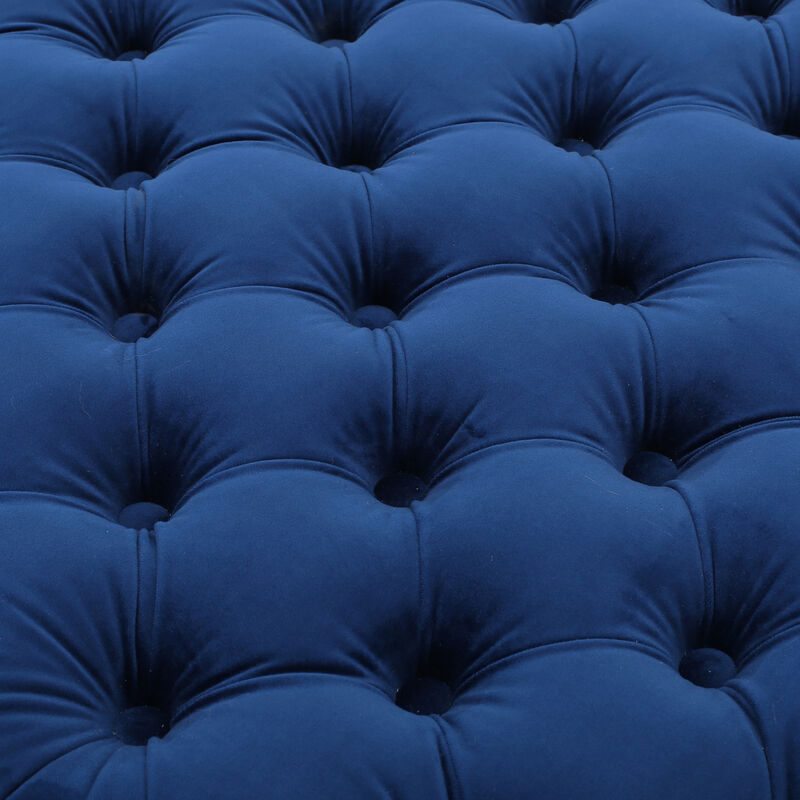 Streamdale Modern Velvet Glam Ottoman with Diamond Stitching image number 6
