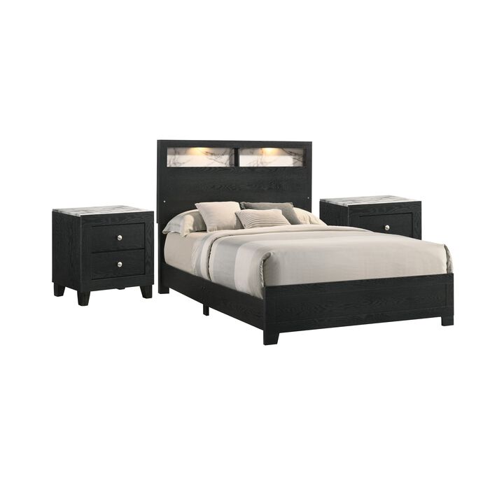 Bedroom Set, Wood, 3 Piece Set with 2 Nightstands