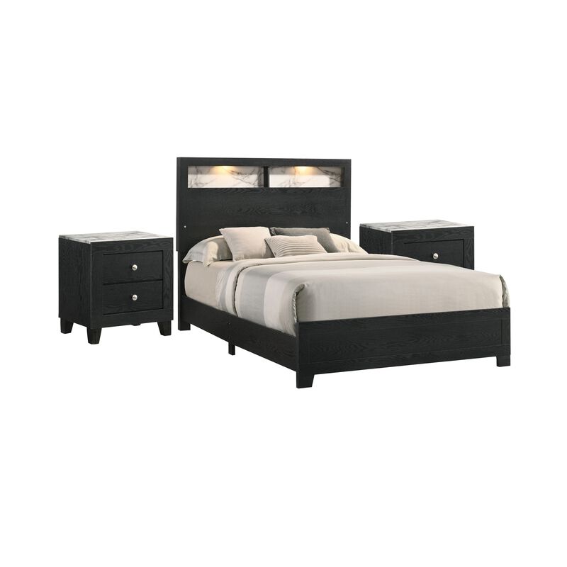 Bedroom Set, Wood, 3 Piece Set with 2 Nightstands image number 0