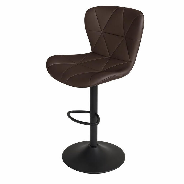 Faux Leather Swivel Bar Stools Set of 2, Adjustable Counter Height Kitchen Chairs, Iron Frame High Backrest 360&deg; Barstools for Kitchen Counter, Outdoor