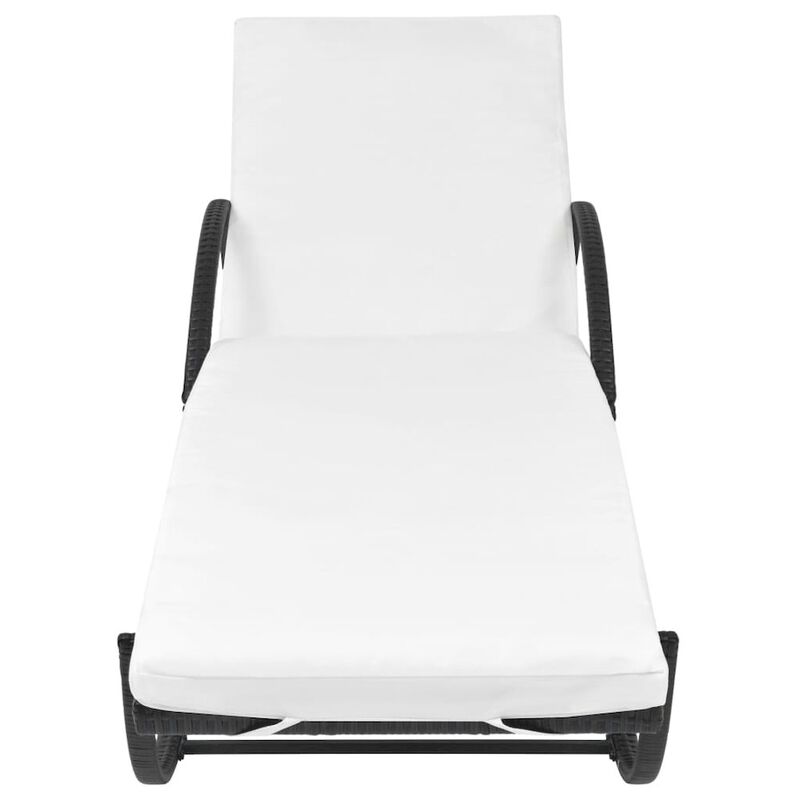 Sun Lounger Set of 3 Black Powder-coated steel frame, PE rattan