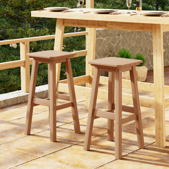 WestinTrends 29" HDPE Outdoor Patio Square Bar Stools (Set of 2)