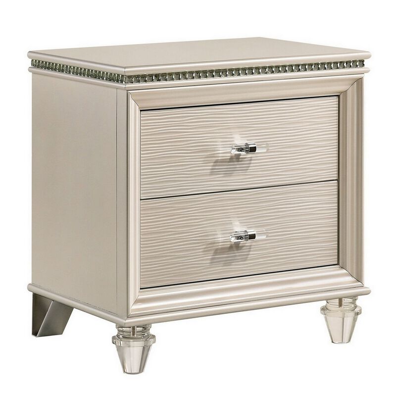 Full Bedroom Set, Pearl White, 2 Piece Set with Nightstand image number 2