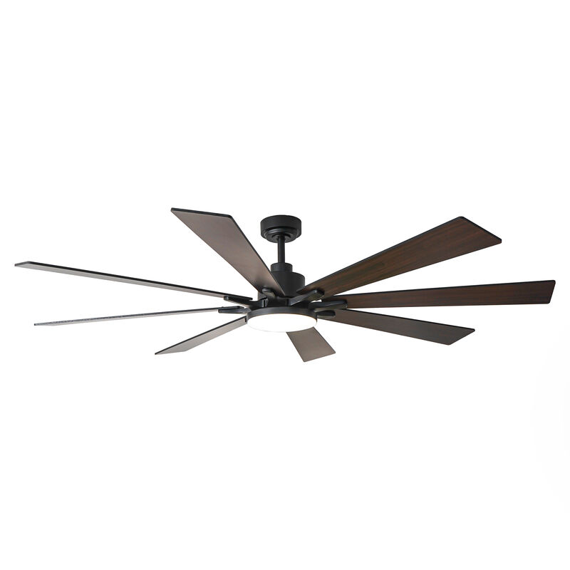 72" Industrial Black Large Smart Ceiling Fan with Light and APP Control
