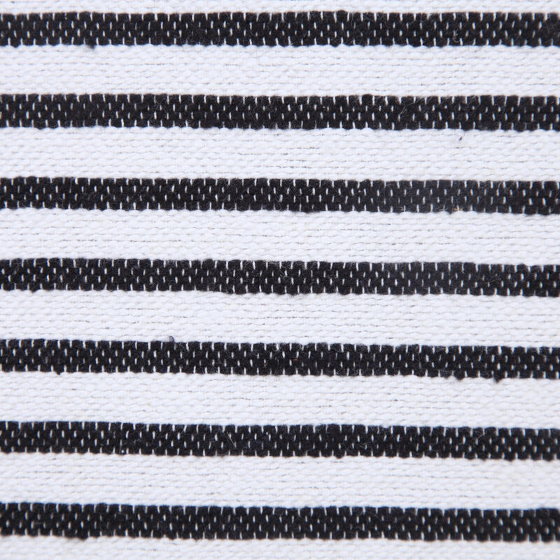 HomeRoots 20" Black And White Striped Cotton Throw Pillow Cover with Tassels image number 5