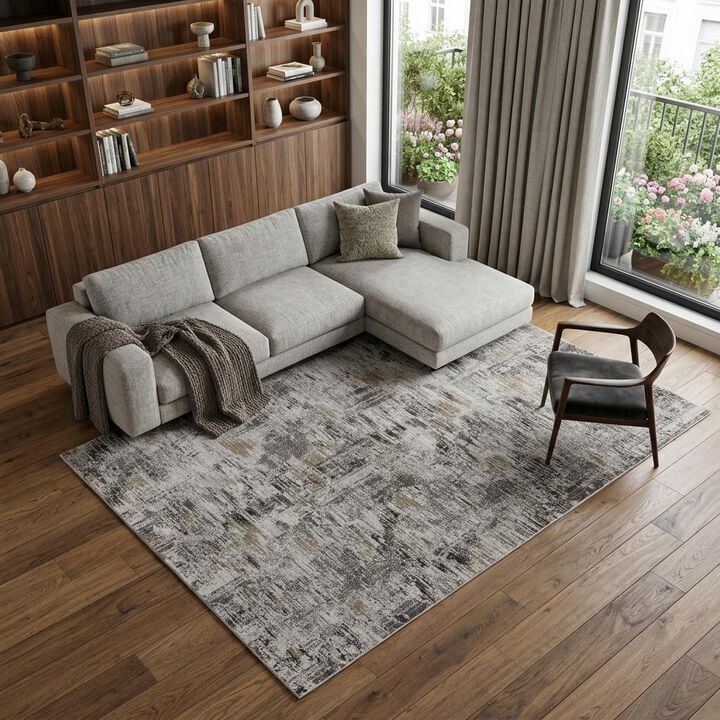 HomeRoots Abstract Distressed Area Rug