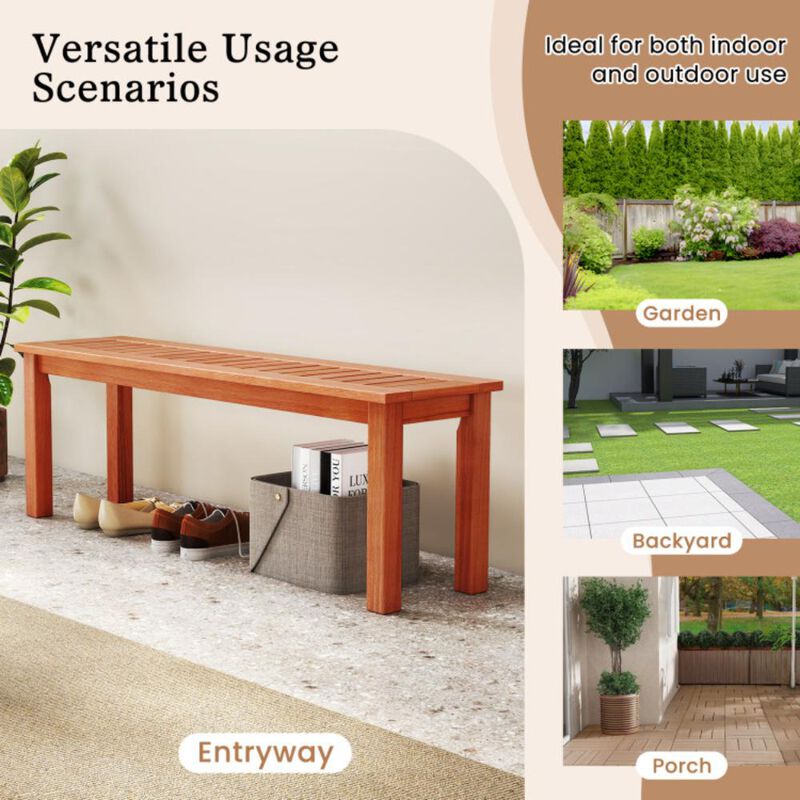 Hivvago 47 Inch Patio Wood Bench with Slatted Seat 2-Person