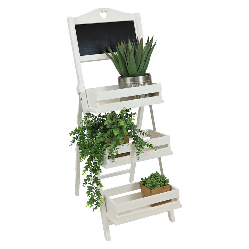 Country Heart Ladder Plant Stand with Chalkboard