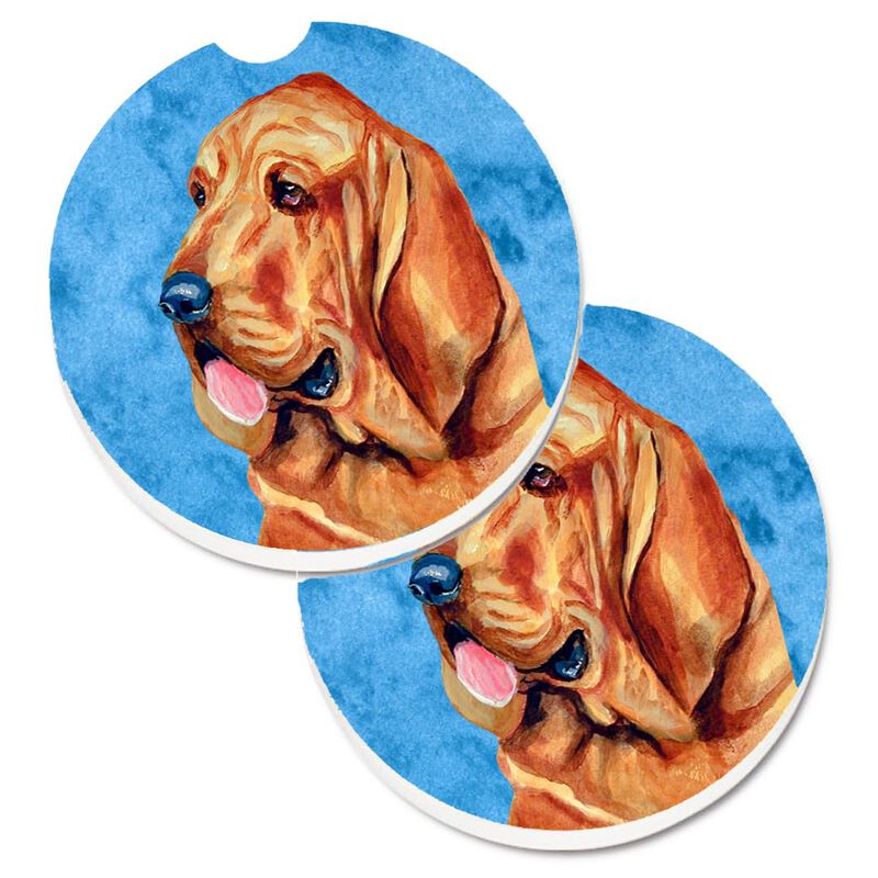 Caroline's Treasures Blue Bloodhound Set of 2 Cup Holder Car Coasters LH9376BUCARC, 2.56, Multicolor image number 0