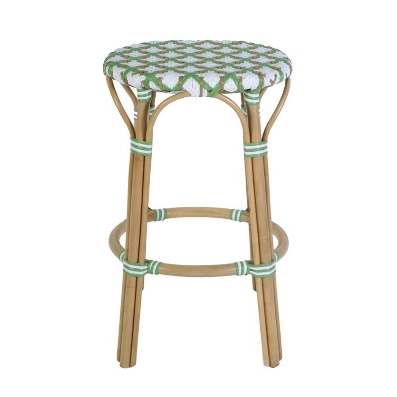 Butler Specialty Ballito 30 in. Seat Height Oval Rattan Bar Stool with Footrest, Yellow and Brown image number 3