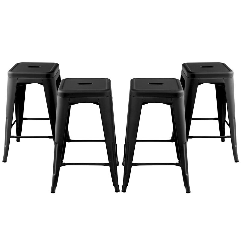 Set of 4 Tolix Style Counter Height Barstool Stackable Chair