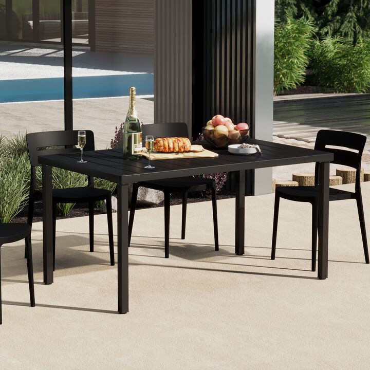 WestinTrends 59" Iron Metal Outdoor Rectangular Patio Dining Table For 6